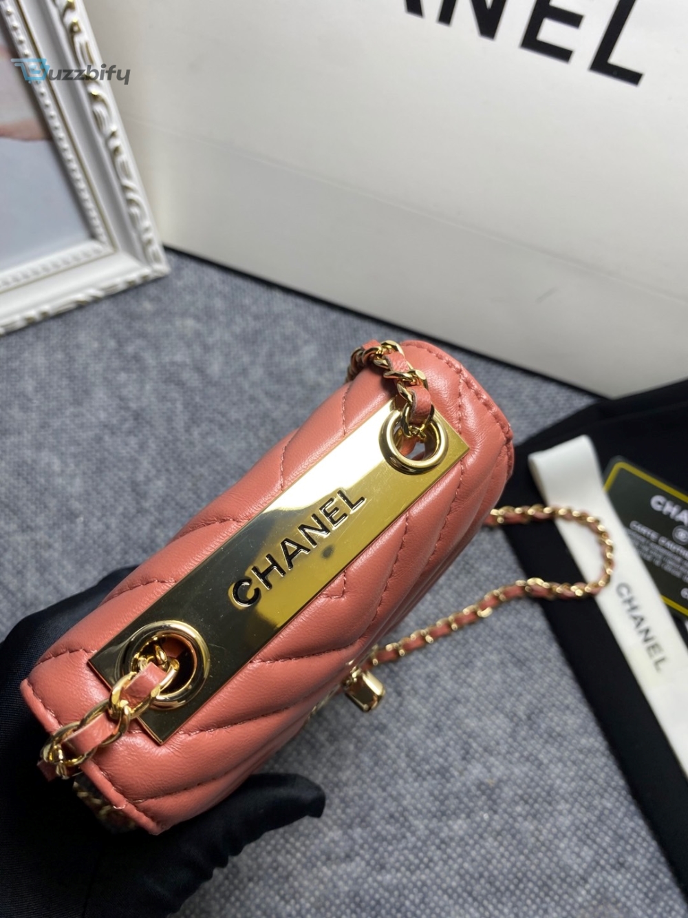 Chanel Chevron Trendy Cc Phone Nude Bag For Women 18Cm7in