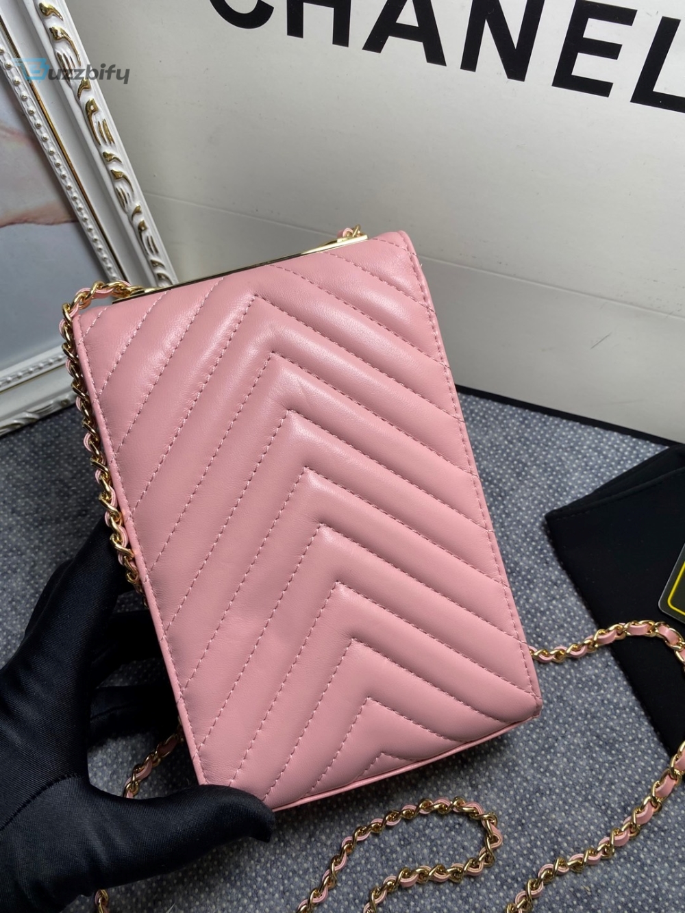 chanel chevron trendy cc phone pink bag for women 18cm7in buzzbify 1