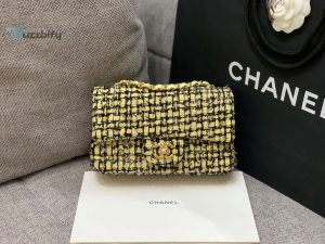 chanel mini yellow tweed flap bag for women 20cm75in buzzbify 1