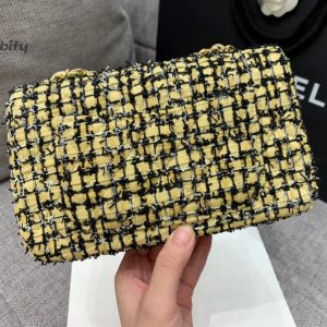 chanel mini yellow tweed flap bag for women 20cm75in buzzbify 1 1