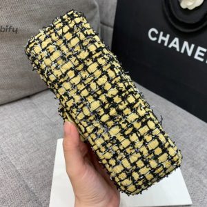 chanel mini yellow tweed flap bag for women 20cm75in buzzbify 1 3