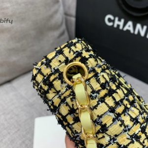 chanel mini yellow tweed flap bag for women 20cm75in buzzbify 1 5