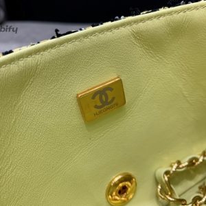 chanel mini yellow tweed flap bag for women 20cm75in buzzbify 1 8