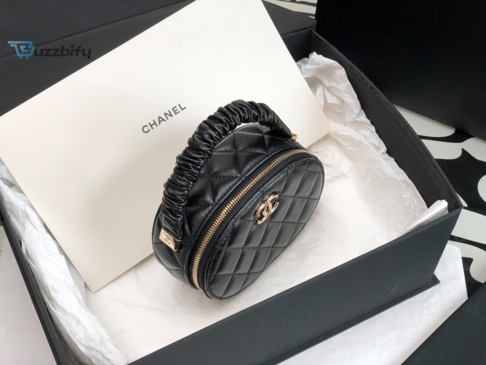 Chanel Vanity Case Shiny Gold Black Bag For Women 9.5Cm3.7In