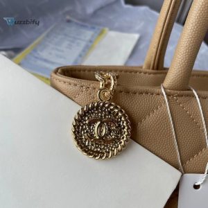 chanel sleeveless medallion tote shoulder beige bag for women 29cm114in buzzbify 1 4