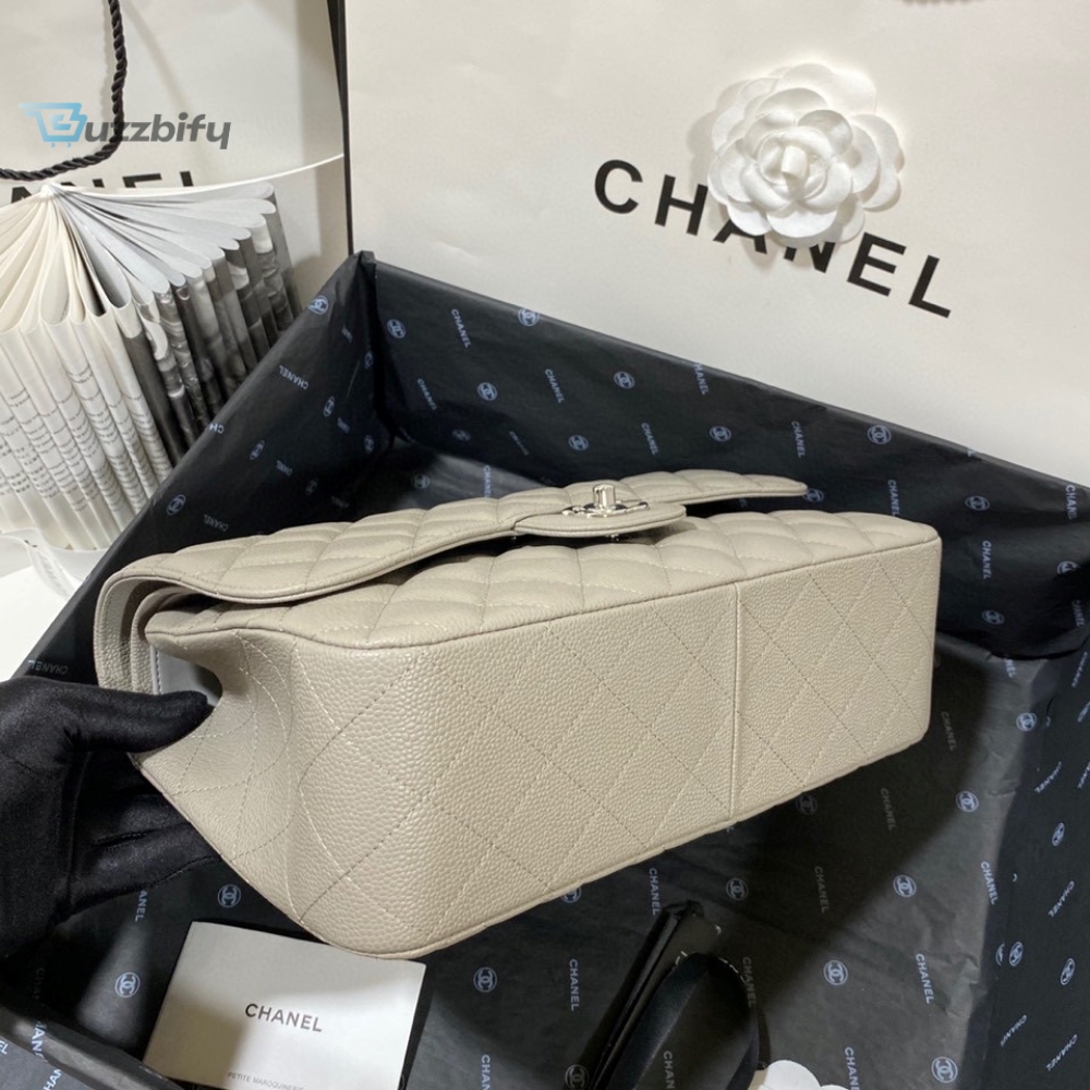 Chanel Large Classic Handbag Silver Hardware Grey For Women Womens Handbags Shoulder Bags 11.8In30cm