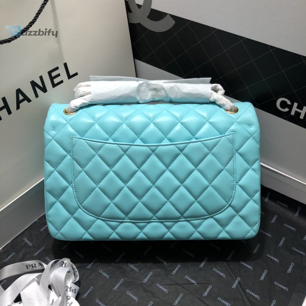 Chanel Large Classic Handbag Gold Hardware Blue For Women Womens Handbags Shoulder Bags 11.8In30cm