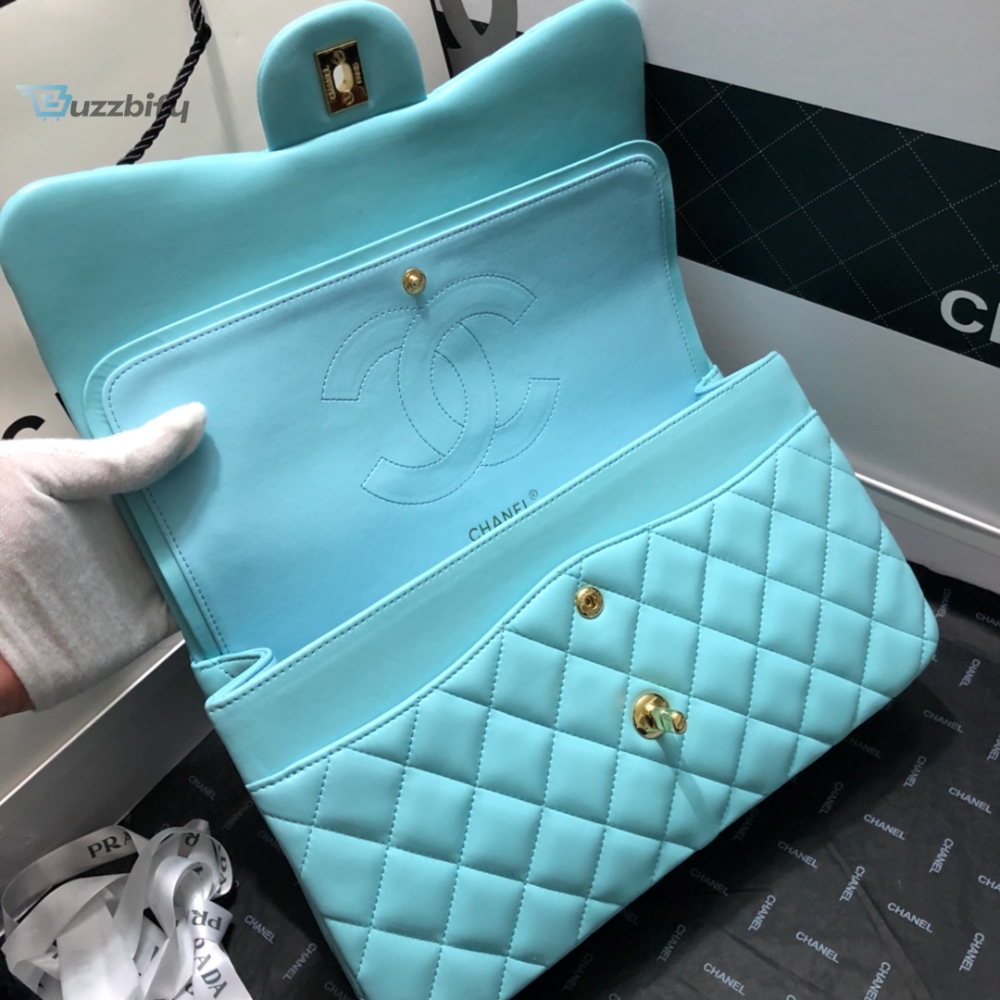 Chanel Large Classic Handbag Gold Hardware Blue For Women, Women’s Handbags, Shoulder Bags 11.8in/30cm