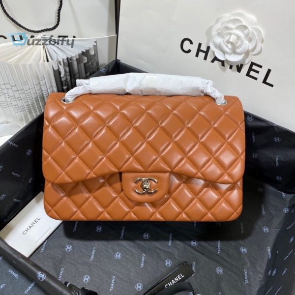 chanel large classic handbag silver hardware brown for women womens handbags shoulder bags 118in30cm buzzbify 1