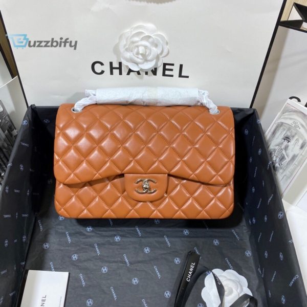 chanel large classic handbag silver hardware brown for women womens handbags shoulder bags 118in30cm buzzbify 1 3