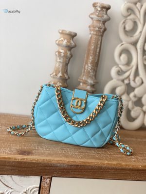 chanel small hobo bag gold hardware blue for women womens handbags shoulder bags 75in19cm buzzbify 1
