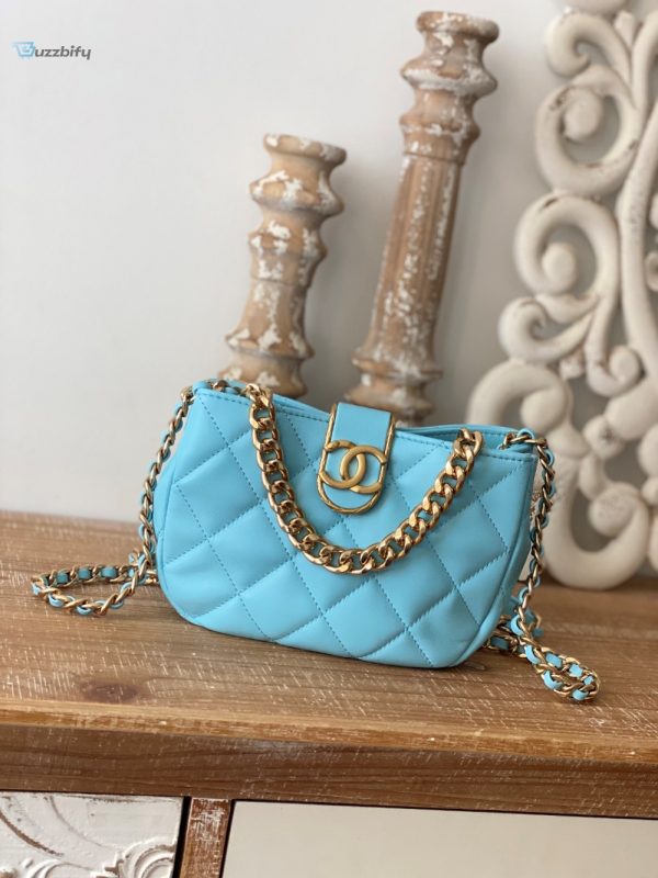 chanel small hobo bag gold hardware blue for women womens handbags shoulder bags 75in19cm buzzbify 1