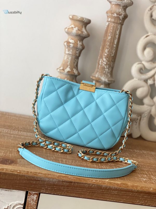 chanel small hobo bag gold hardware blue for women womens handbags shoulder bags 75in19cm buzzbify 1 5