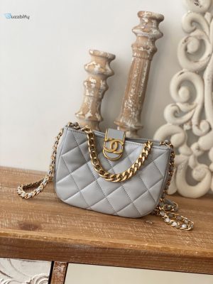 chanel small hobo bag gold hardware grey for women womens handbags shoulder bags 75in19cm buzzbify 1