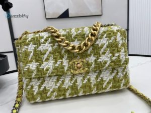 Chanel 19 Large Handbag Gold Hardware Green For Women Womens Handbags Shoulder Bags 11.8In30cm