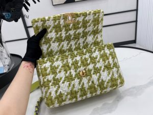 Chanel 19 Large Handbag Gold Hardware Green For Women Womens Handbags Shoulder Bags 11.8In30cm