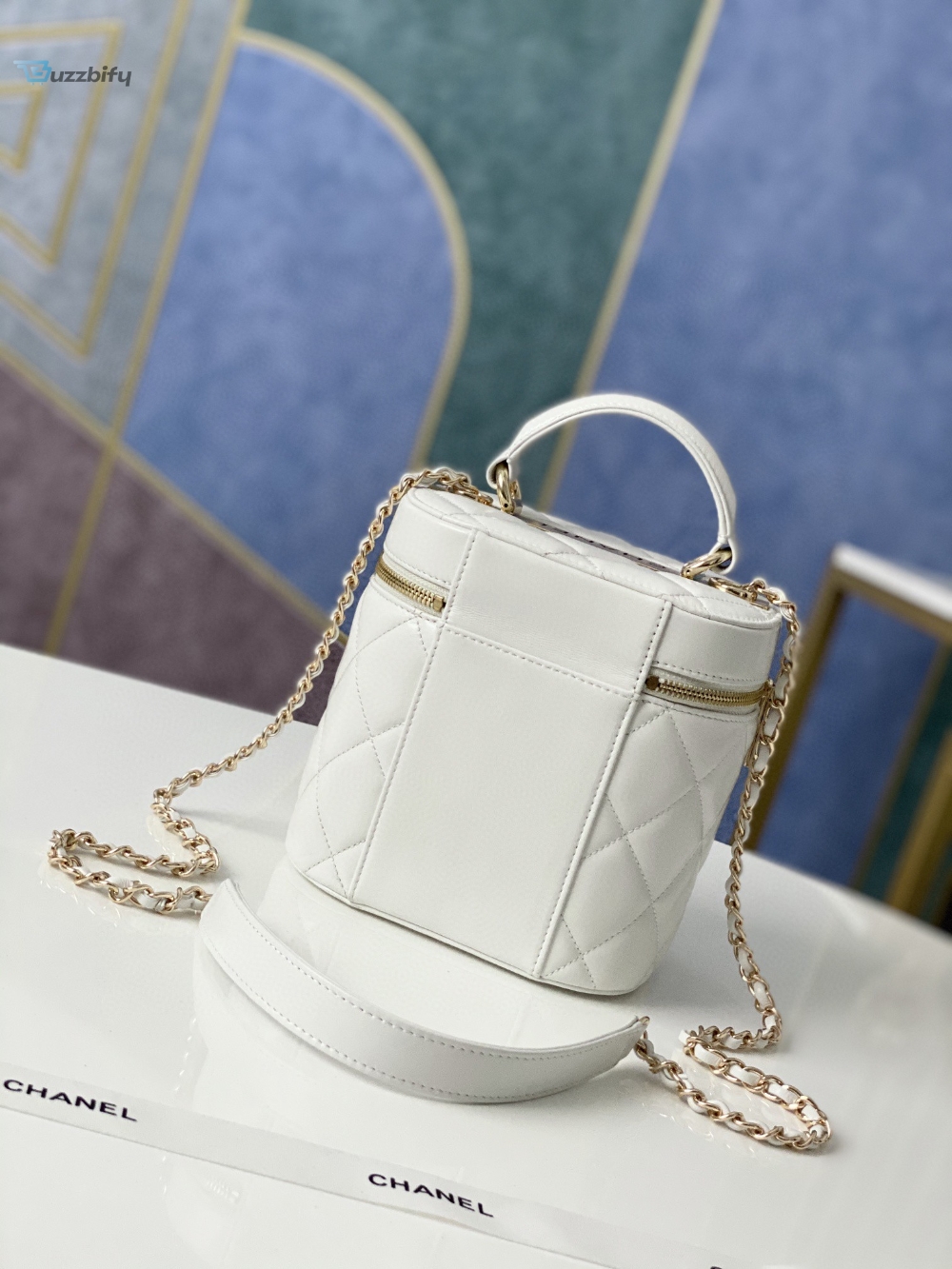 Chanel Vanity Case Gold Hardware White For Women Womens Handbags Shoulder Bags 9.4In24cm