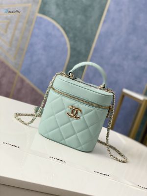 chanel camelia vanity case gold hardware light green for women womens handbags shoulder bags 94in24cm buzzbify 1
