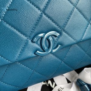 chanel camelia flap bag red hardware grained blue for women womens handbags shoulder bags 94in24cm as2303 buzzbify 1 5