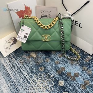 chanel camelia 19 flap bag gold hardware green for women womens handbags shoulder bags 102in26cm as1160 buzzbify 1 3