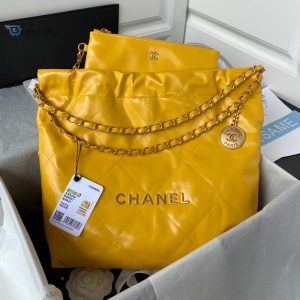 chanel 22 handbag gold hardware shiny yellow for women womens handbags shoulder bags 165in38cm as3261 buzzbify 1