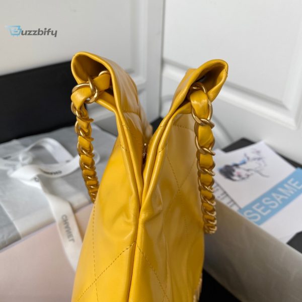 chanel 22 handbag gold hardware shiny yellow for women womens handbags shoulder bags 165in38cm as3261 buzzbify 1 4