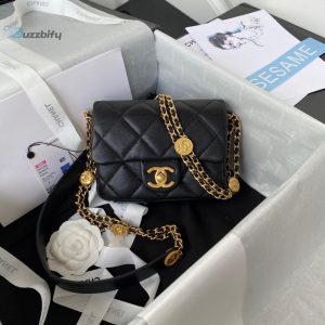 chanel mini flap bag with top handle gold hardware black for women womens handbags shoulder bags 79in20cm as2431 buzzbify 1