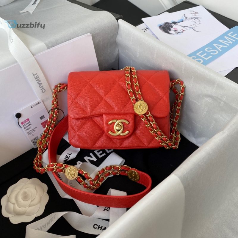 chanel mini flap bag with top handle gold hardware red for women womens handbags shoulder bags 79in20cm as2431 buzzbify 1 3