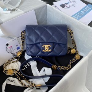 Chanel Mini Flap Bag With Top Handle Gold Hardware Navy Blue For Women Womens Handbags Shoulder Bags 7.9In20cm As2431 B08846 Nj532