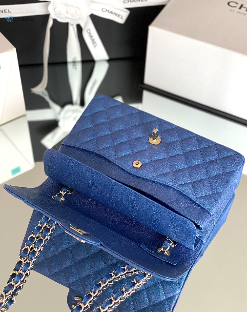 Chanel Classic Handbag 26Cm Blue For Women A01112 13 Chanel Classic Handbag 26cm Blue For Women A01112