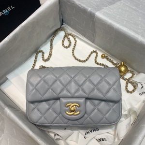 chanel flap bag with cc ball on strap grey for women womens handbags shoulder and crossbody bags 78in20cm as1787 buzzbify 1 4