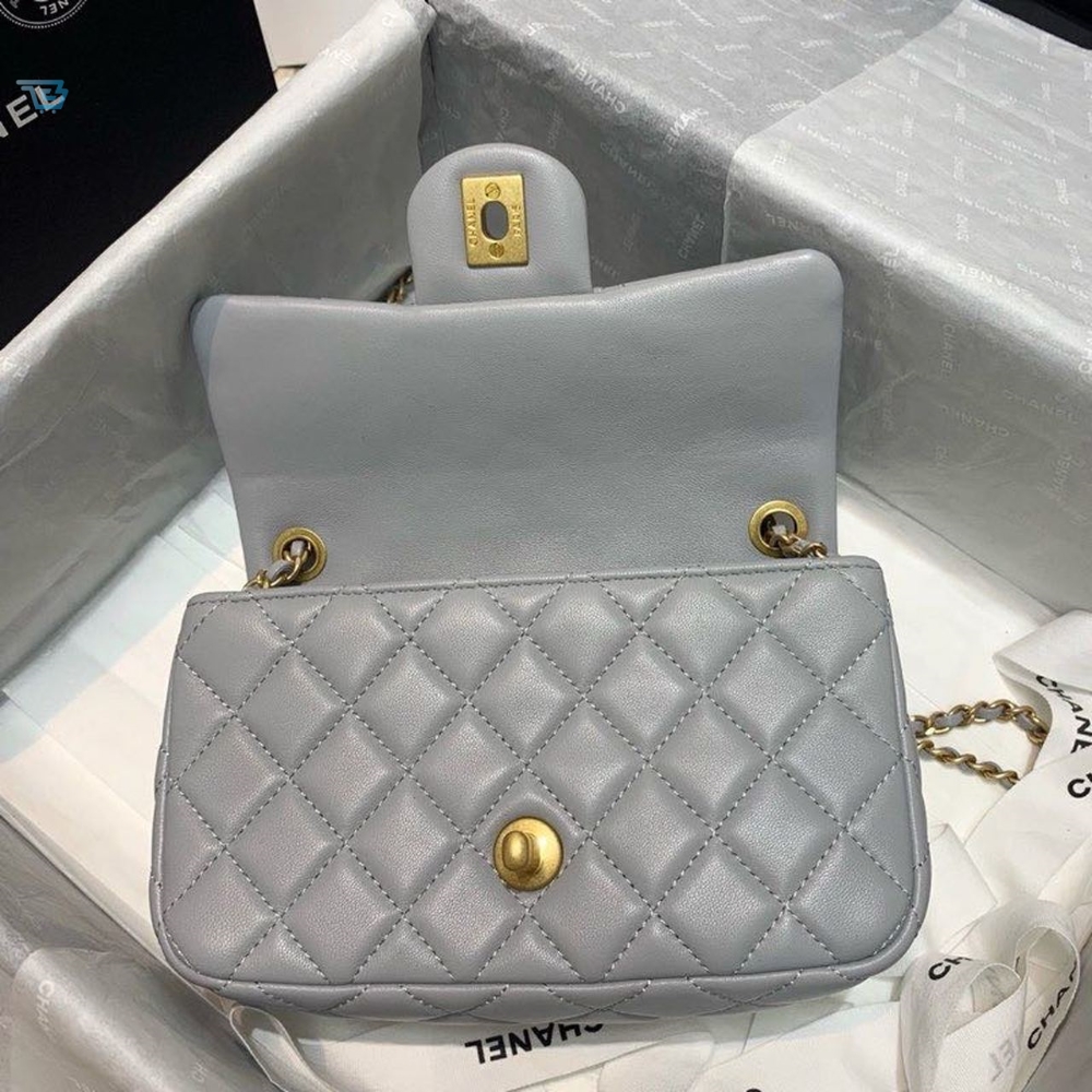 Chanel Flap Bag With CC Ball On Strap Grey For Women, Women’s Handbags, Shoulder And Crossbody Bags 7.8in/20cm AS1787