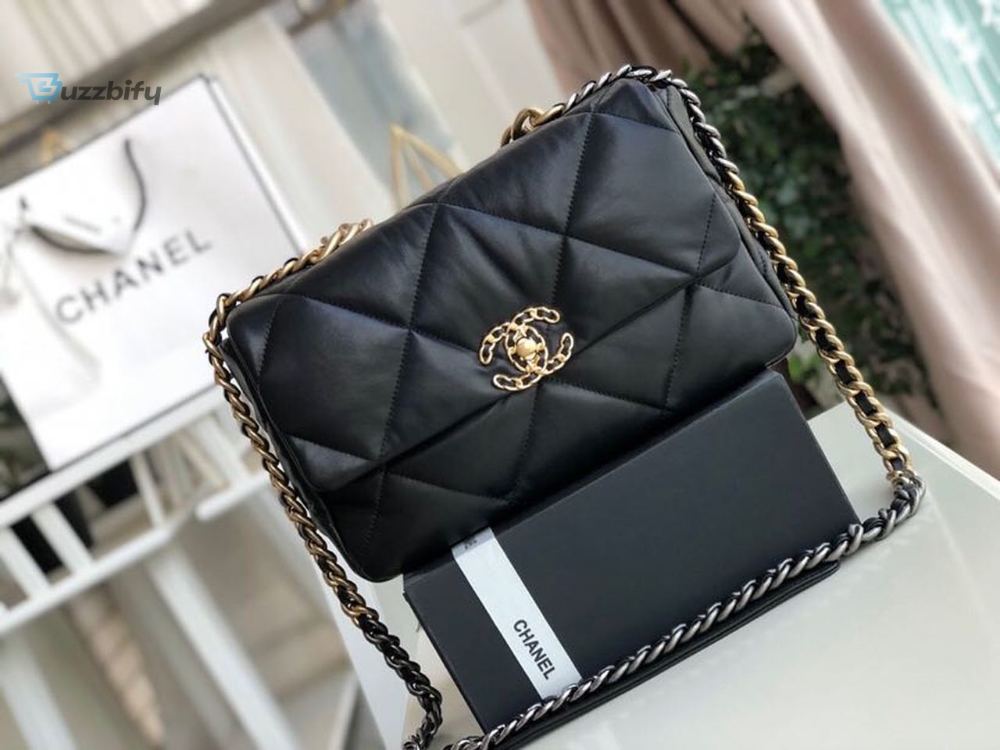Chanel 19 Handbag Black For Women 11.8In30cm