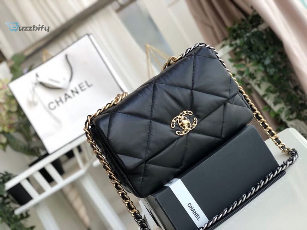 Chanel 19 HandBag Black For Women 11.8in/30cm