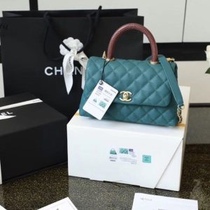 chanel medium flap bag with top handle teal for women womens handbags shoulder and crossbody bags 9in23cm a92990 buzzbify 1 3