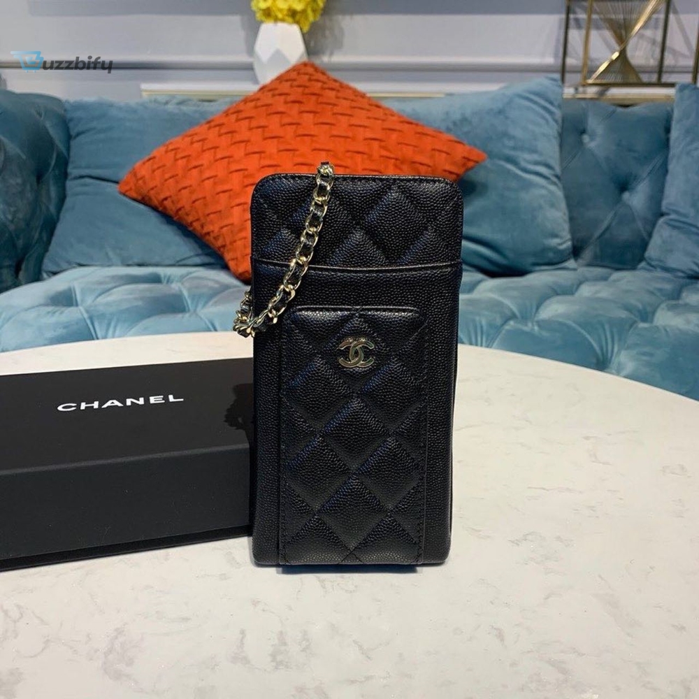 Chanel Classic Cluth With Chain Black For Women Womens Wallet 7In18cm Ap0990