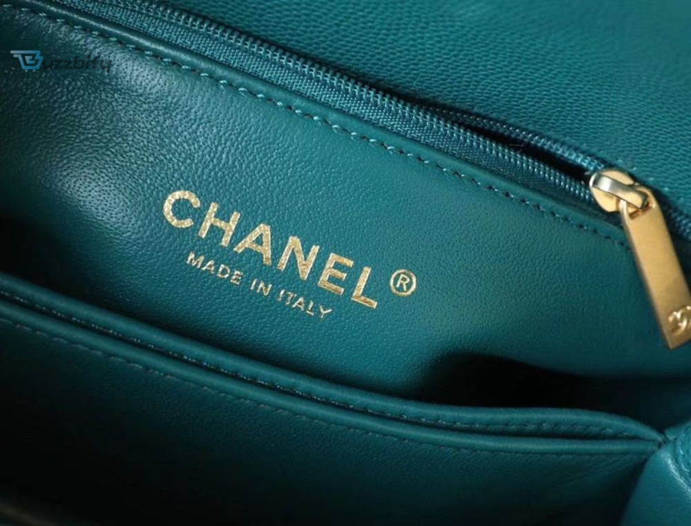 Chanel Medium Flap Bag With Top Handle Teal For Women, Women’s Handbags, Shoulder And Crossbody Bags 9in/23cm A92990