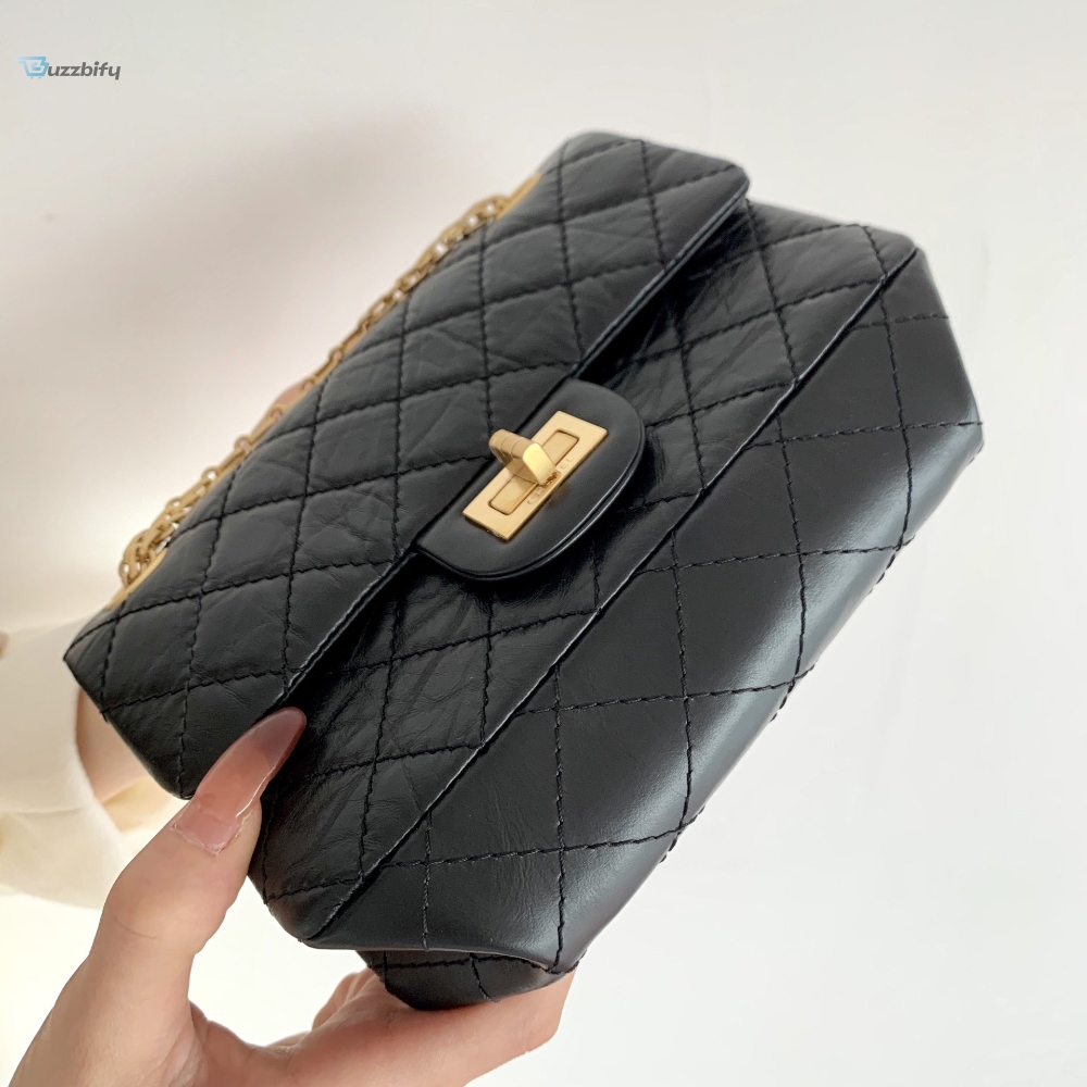Chanel Mini 2.55 Handbag Black For Women Gold Toned Hardware 7.8In20cm As0874 Y04634 94305