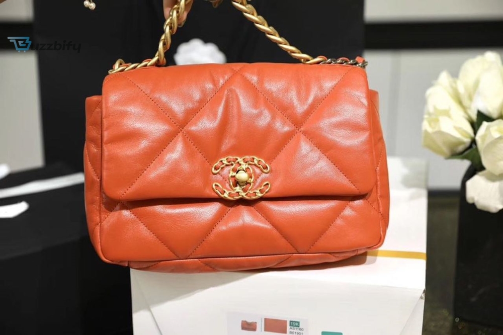 Chanel 19 Handbag 26cm Orange For Women AS1160