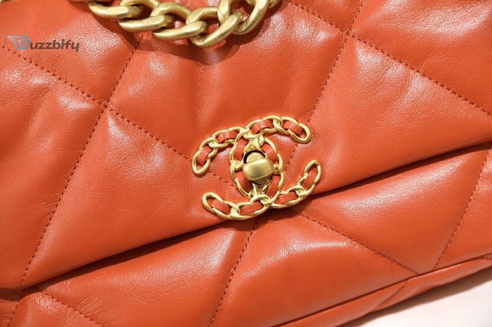 Chanel 19 Handbag 26cm Orange For Women AS1160