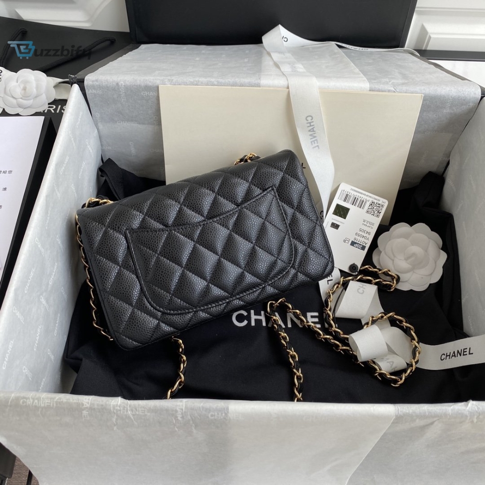 Chanel Mini Classic Handbag Black For Women 6.7In17cm