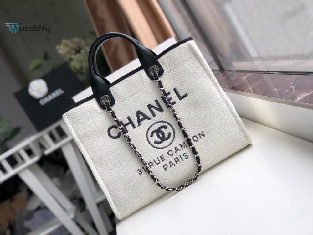 Chanel Small Shopping Bag Silver Hardware White For Women Womens Handbags Shoulder Bags 15.2In39cm As3257