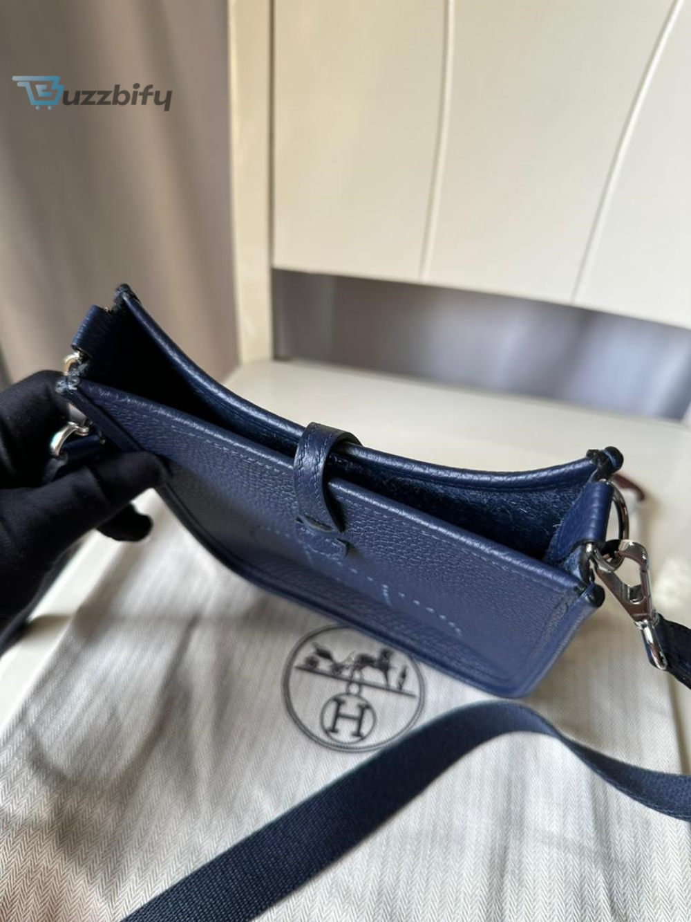 Hermes Kelly 40 cm handbag in blue box leather