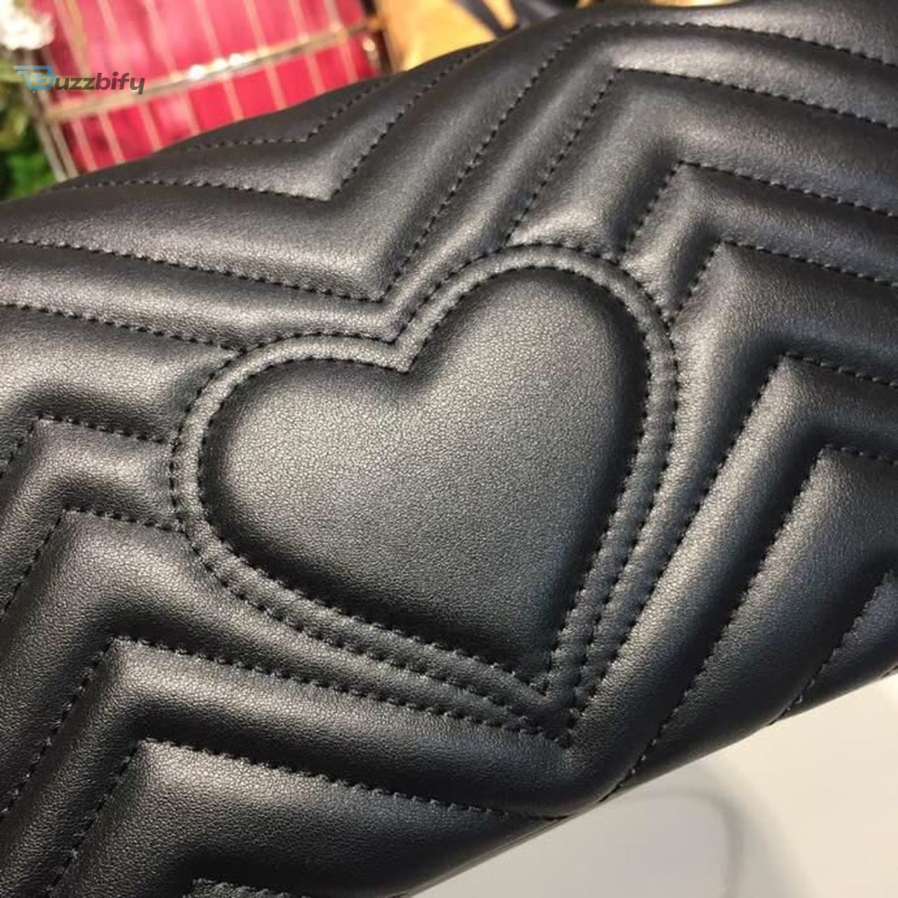 Gucci Marmont Matelass? Shoulder Bag 9.8in/25cm 443496 Calfskin Leather Spring/Summer 2018 Collection, Black