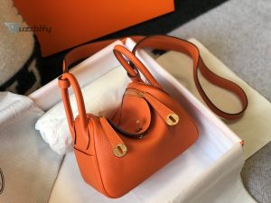 hermes lindy mini clemence bag orange for women womens handbags shoulder and crossbody bags 75in19cm buzzbify 1