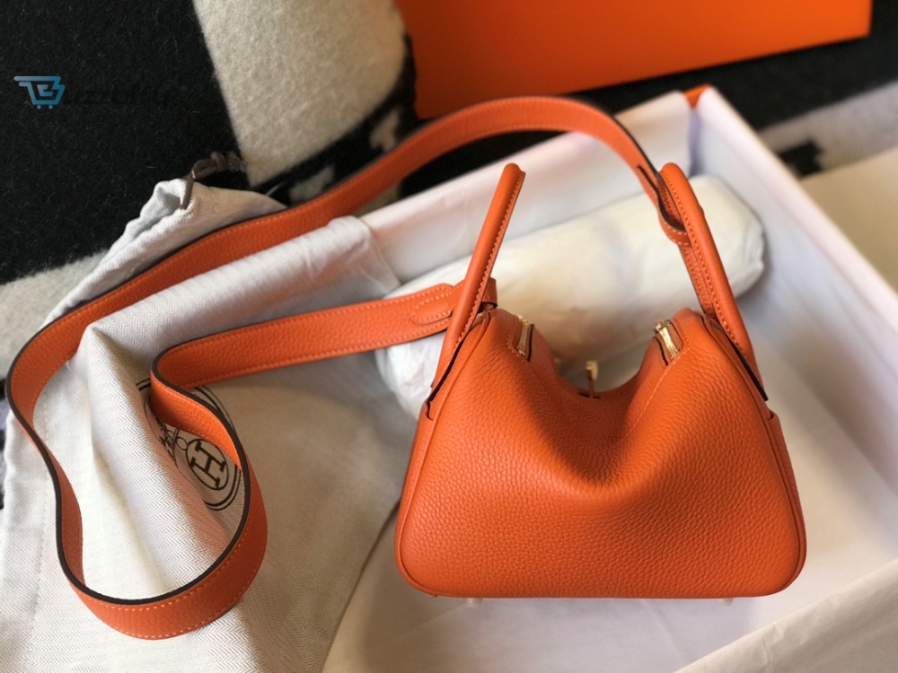hermes vent Lindy Mini Clemence Bag Orange For Women, Women’s Handbags, Shoulder And Crossbody Bags 7.5in/19cm 