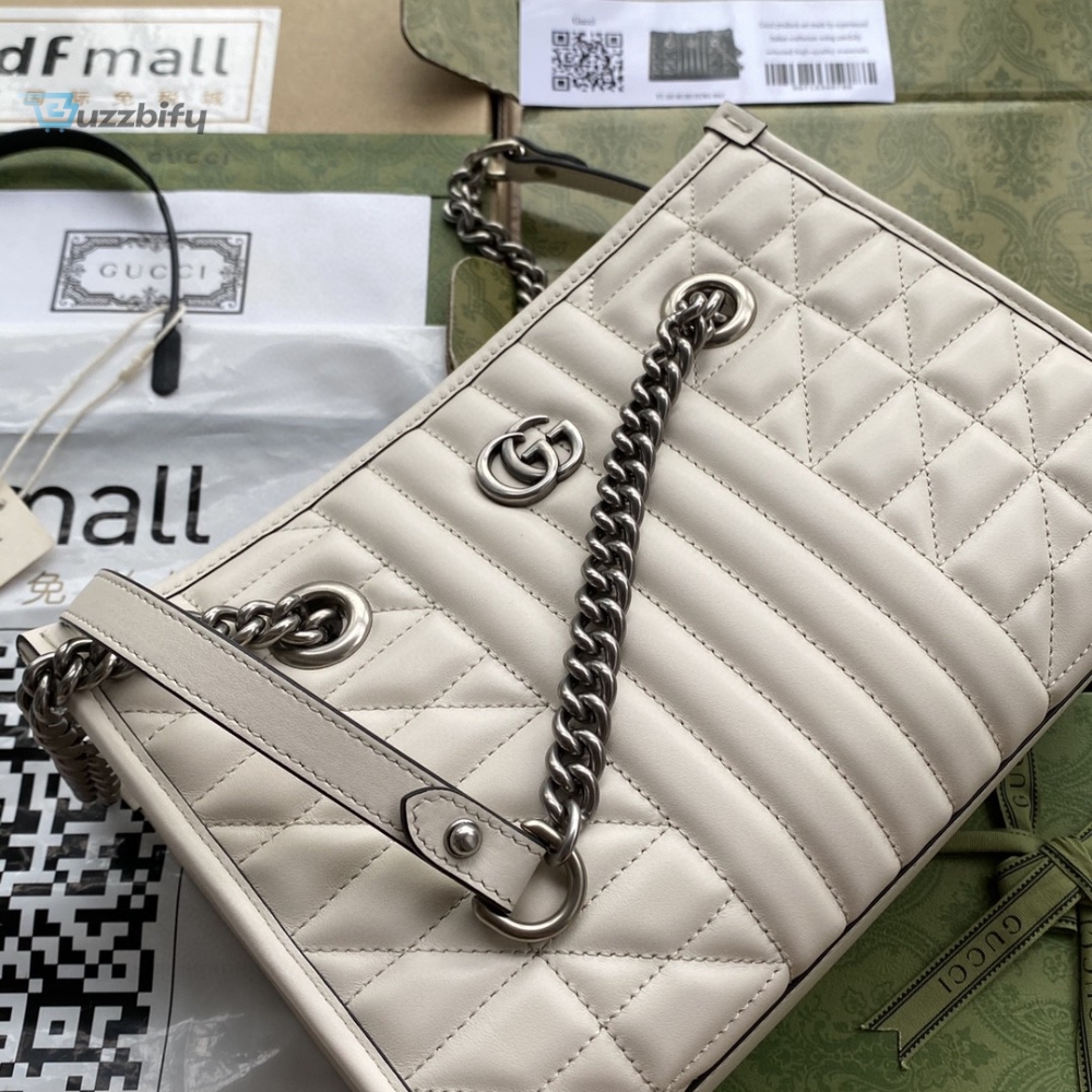 Gucci Gg Marmont Small Tote Bag White Matelasses For Women 10.4In26.5Cm Gg