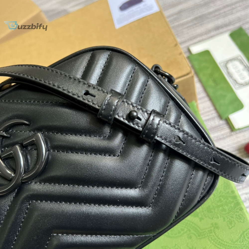 Gucci Marmont Matelasse Shoulder Bag Black For Women Womens Bags 9.5In24cm Gg