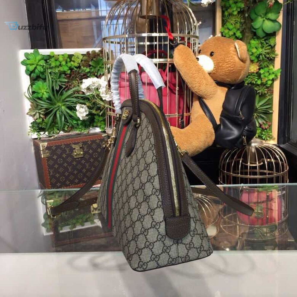 Gucci Men Ophidia Medium Shoulder Bag Beige/Ebony GG Supreme Canvas For Women 13in/34cm 524533 