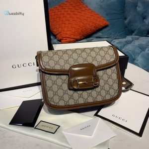 Gucci Horsebit 1955 Shoulder Bag Beigeebony Gg Supreme Canvas With Brown For Women 9.8In25cm Gg 602204 92Tcg 8563